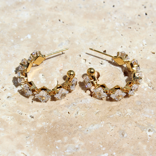 Golden Crystal Glam Hoops