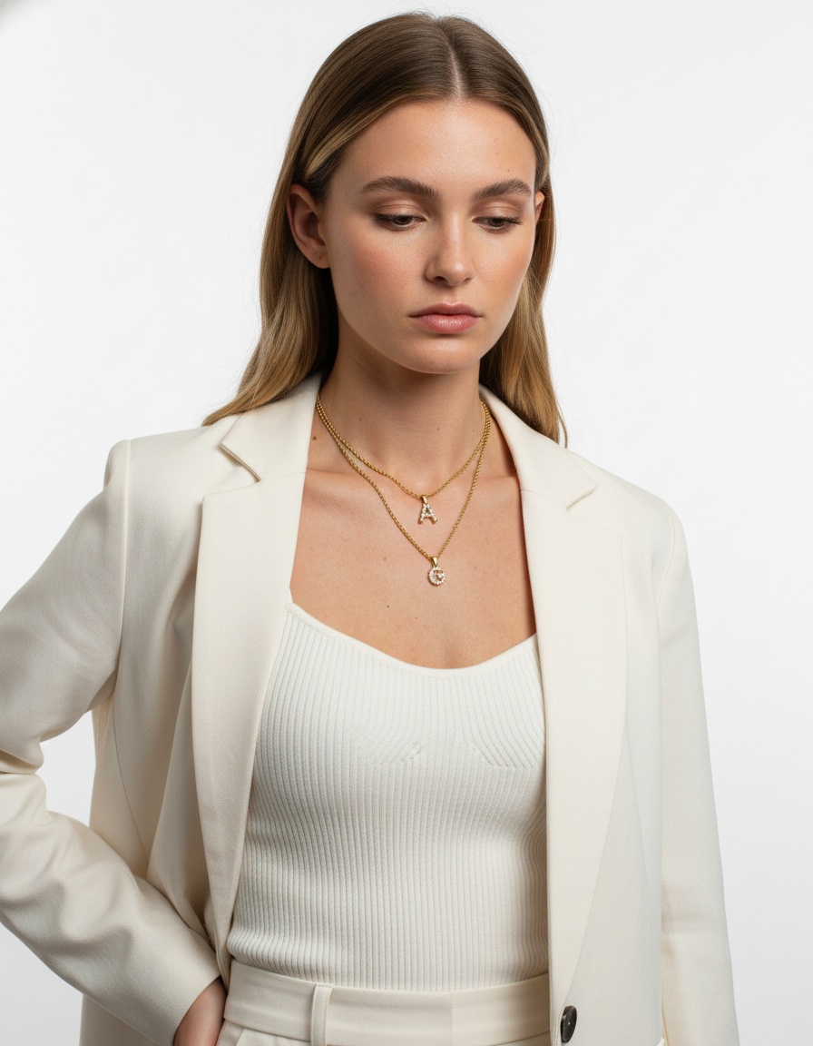 Golden Letter Halskette mit Perlen